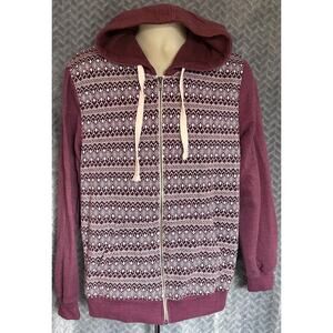 Retro Hoodie by Adam Levine Maroon/Brown Indigenous Design Size M Unisex
